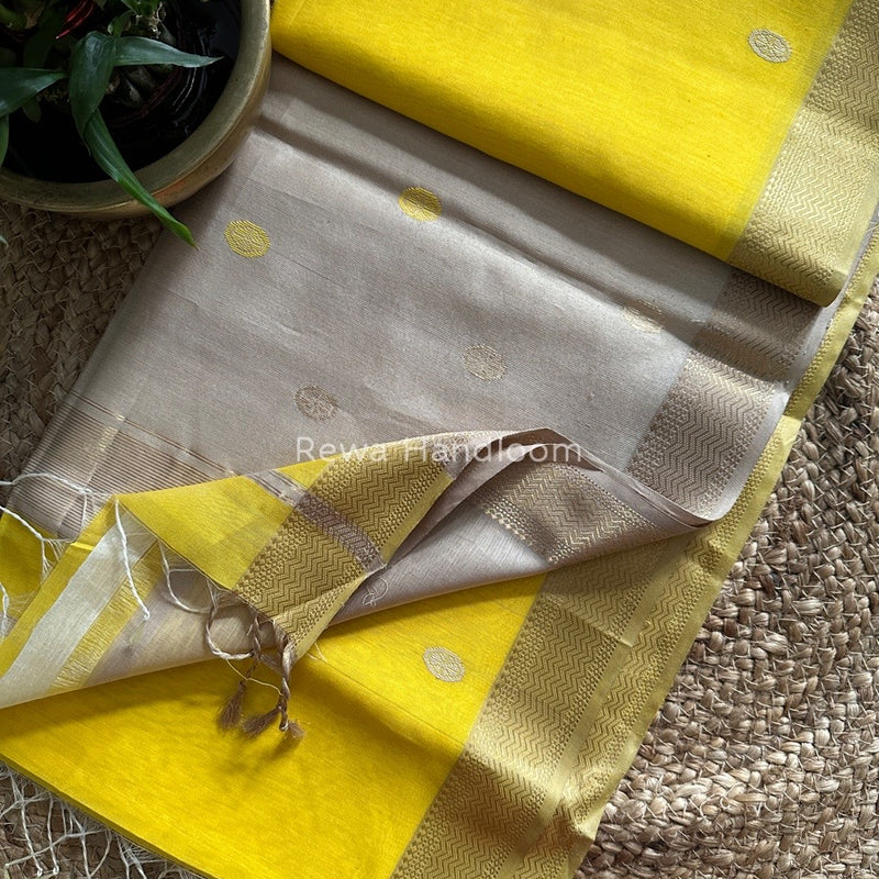 Yellow Motifs ~ Maheshwari Saree-SBT04
