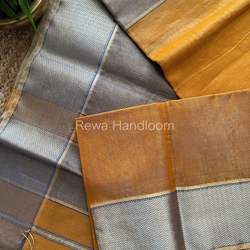 Maheshwari Rust Orange Tissue Silk Saree-FT04