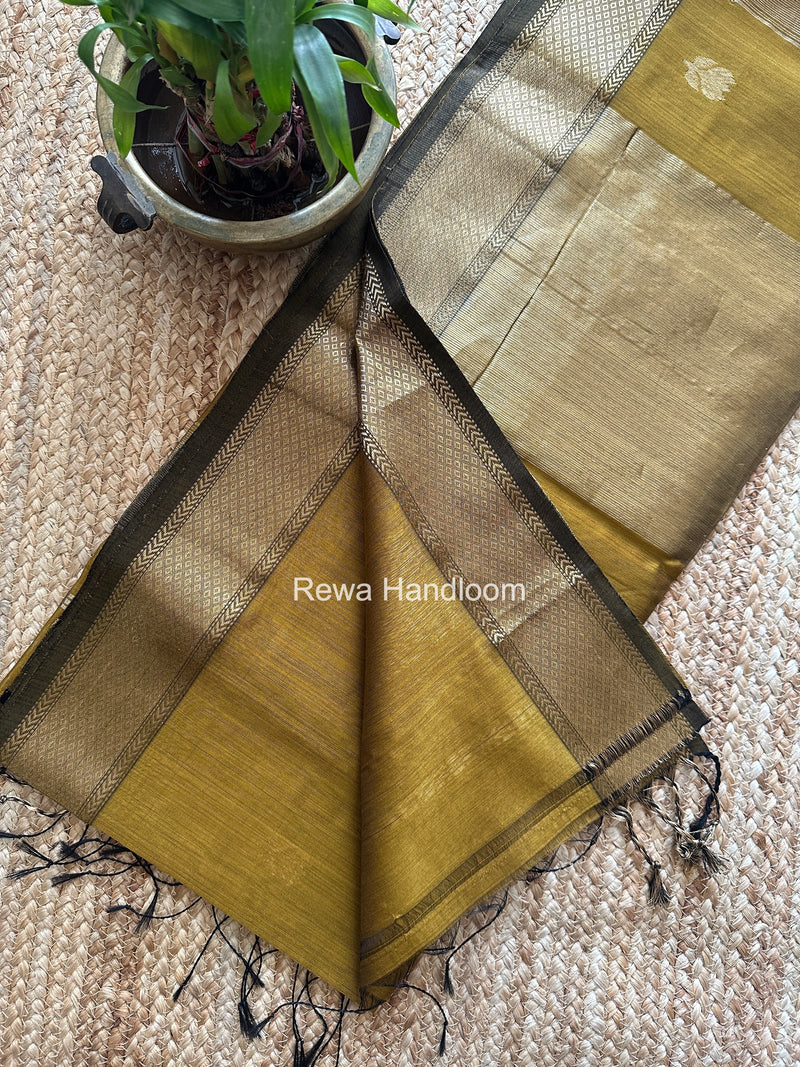 Maheshwari Dark Mustard Lotus Butta Saree LLBS081