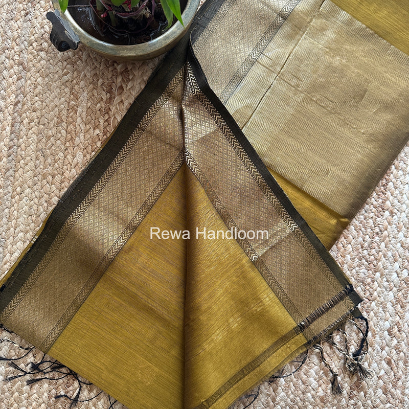Maheshwari Dark Mustard Lotus Butta Saree LLBS081