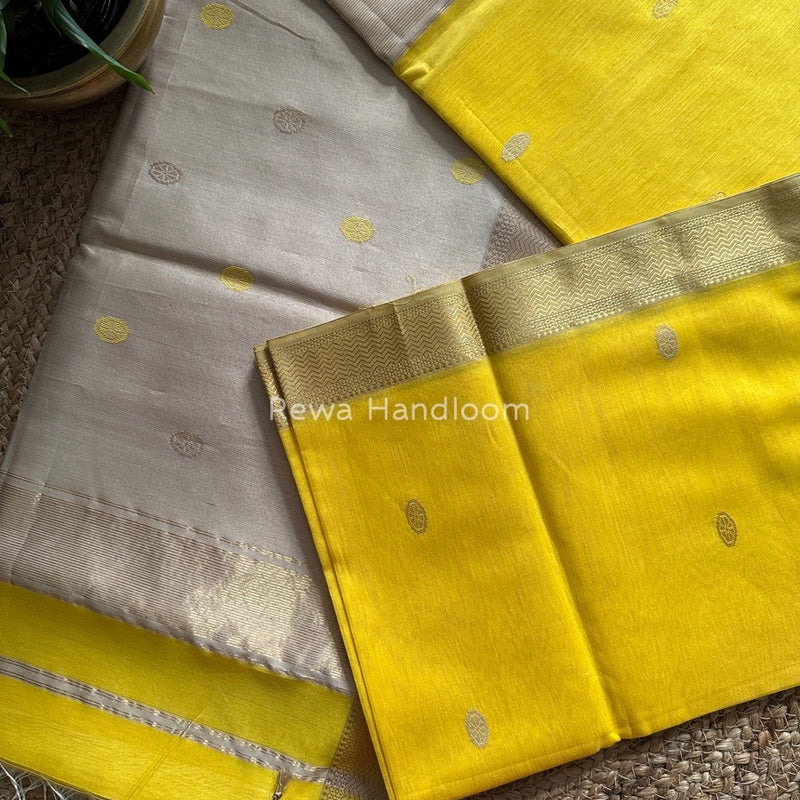 Maheshwari Yellow Zari Butti Saree SBT039
