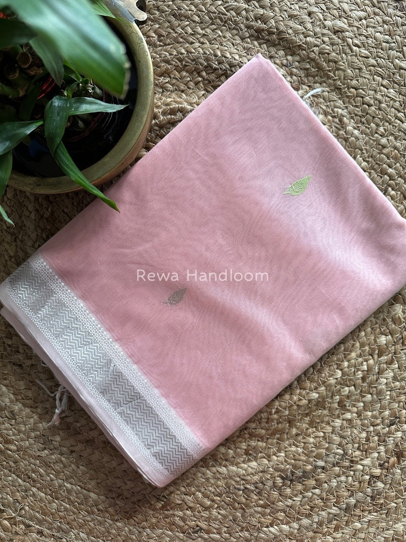 Maheshwari Baby Pink Zari Butti Saree SBT054