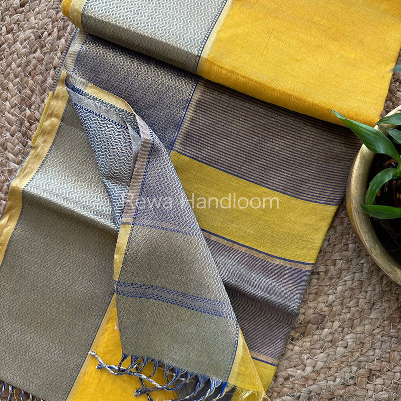 Maheshwari Yellow Tissue Silk Saree-FT03