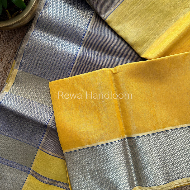 Maheshwari Yellow Tissue Silk Saree-FT03