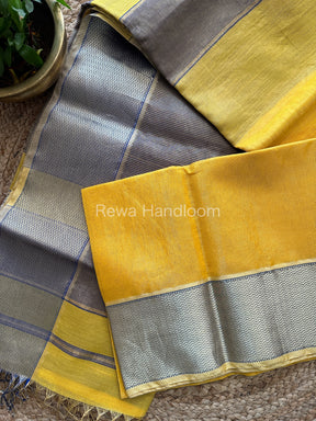 Maheshwari Yellow Tissue Silk Saree-FT03