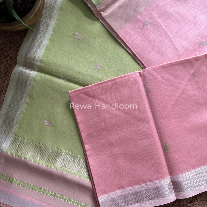 Maheshwari Baby Pink Zari Butti Saree-SBT054