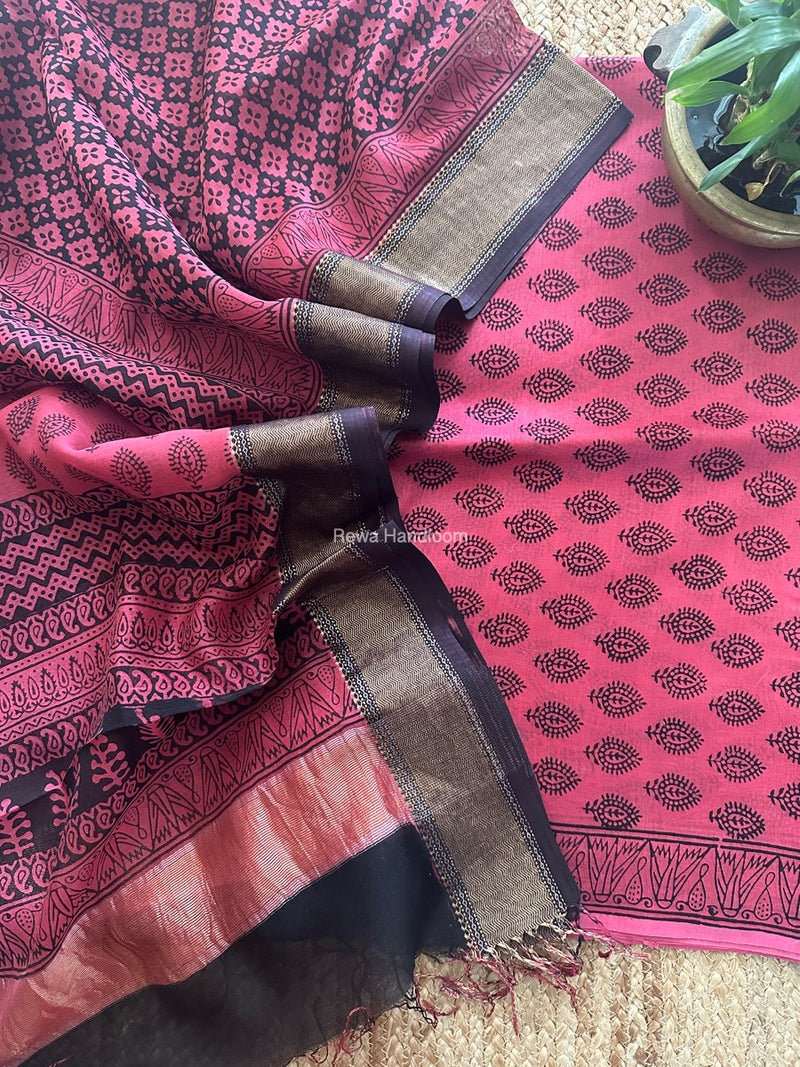 Maheshwari Bagh Print Top-Dupatta Set