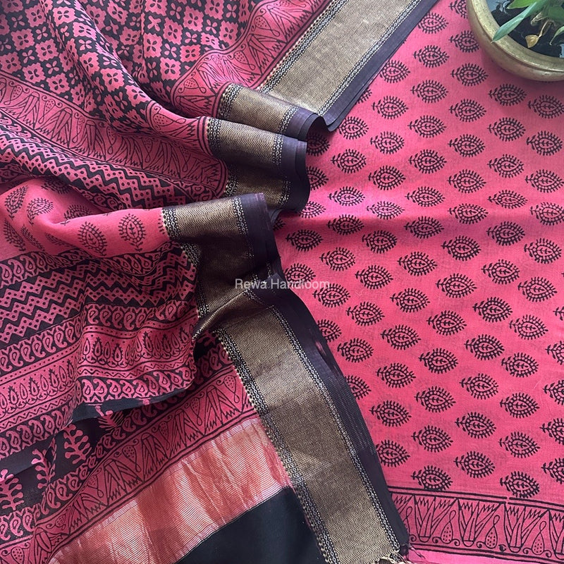 Maheshwari Bagh Print Top-Dupatta Set