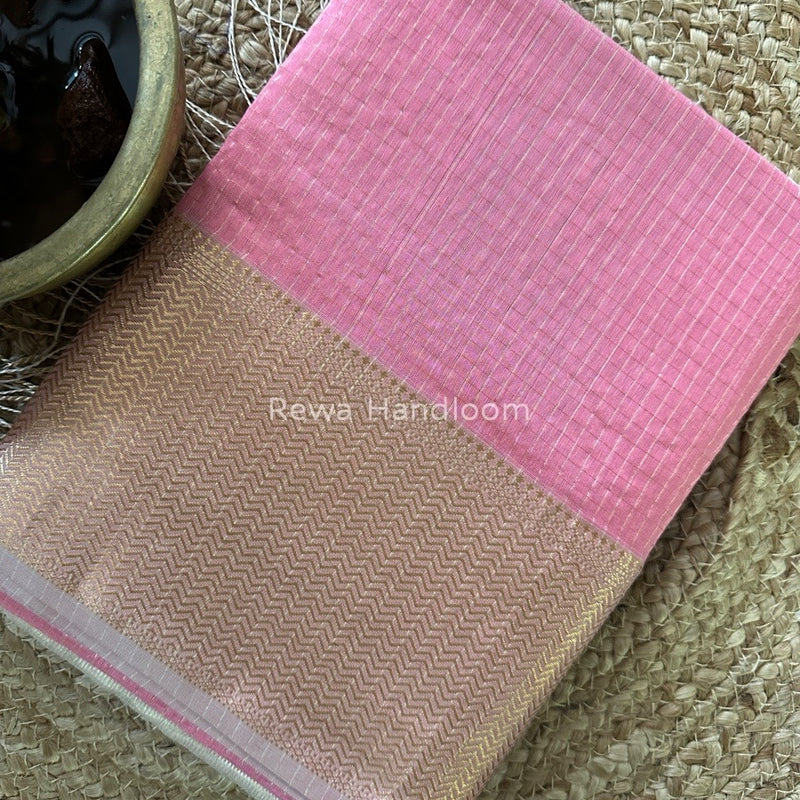 Maheshwari Pink Skirt Checks Saree SCS027