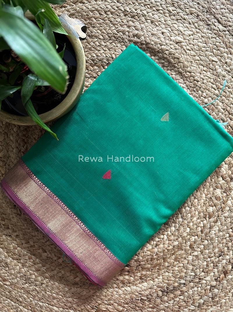 Maheshwari green Zari Butti Saree SBT047