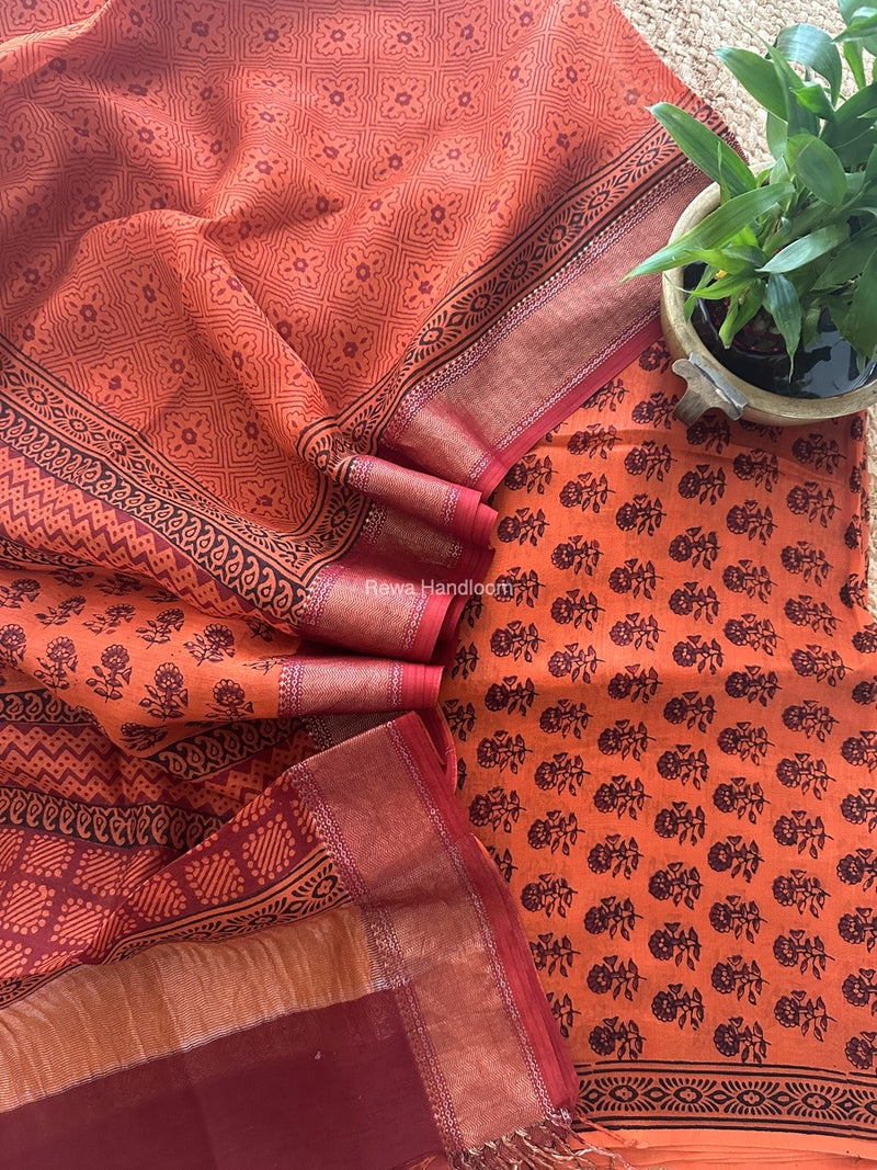 Maheshwari Bagh Print Top-Dupatta Set
