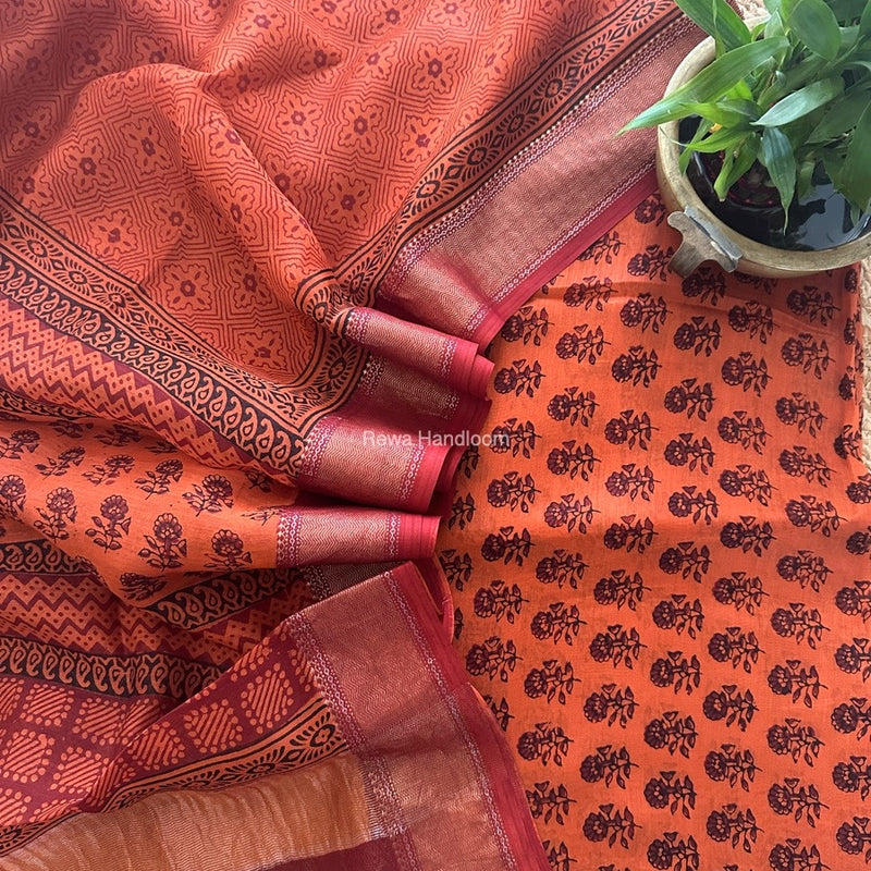 Maheshwari Bagh Print Top-Dupatta Set