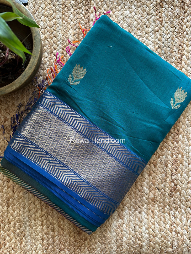 Maheshwari Morpankhi Lotus Shaded Butta Saree SLB045 Rewa Handloom