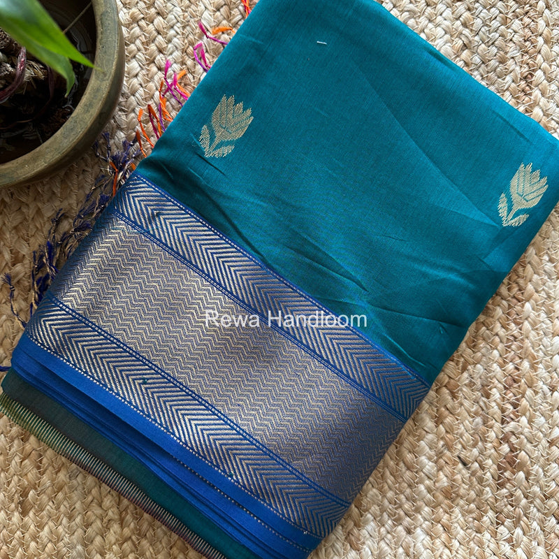 Maheshwari Morpankhi Lotus Shaded Butta Saree SLB045 Rewa Handloom