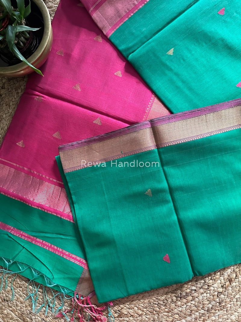 Maheshwari green Zari Butti Saree SBT047