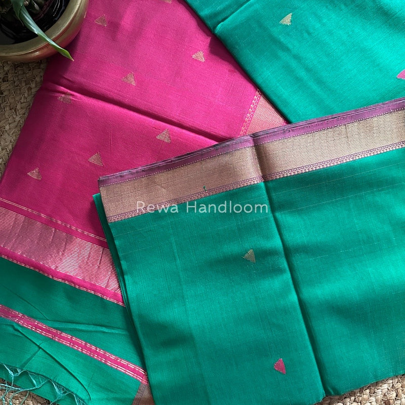 Maheshwari green Zari Butti Saree SBT047