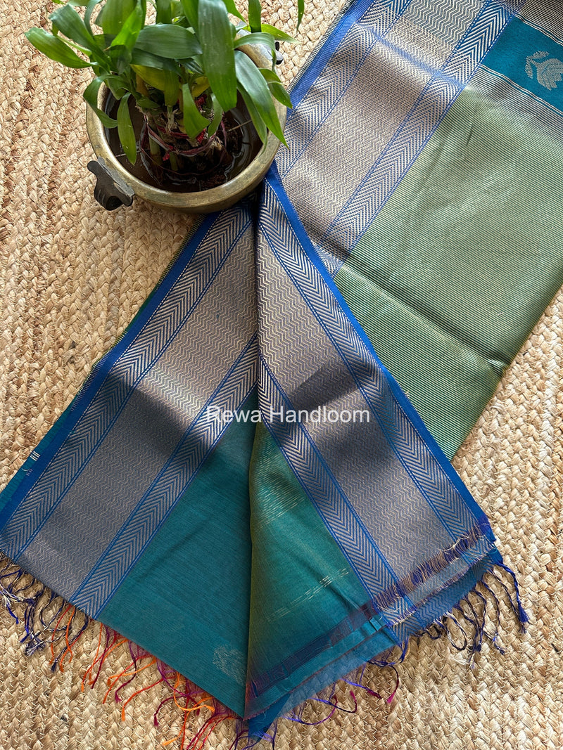 Maheshwari Morpankhi Lotus Shaded Butta Saree SLB045 Rewa Handloom