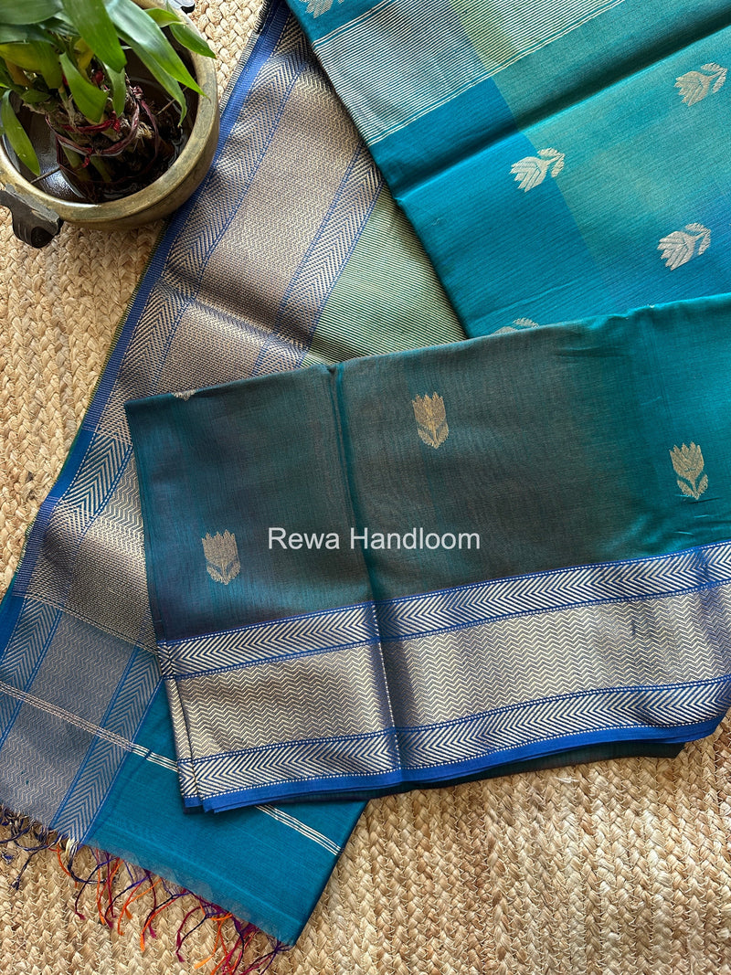 Maheshwari Morpankhi Lotus Shaded Butta Saree SLB045 Rewa Handloom