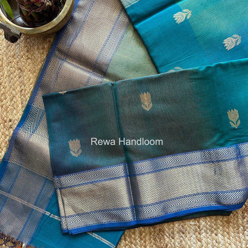 Maheshwari Morpankhi Lotus Shaded Butta Saree SLB045 Rewa Handloom