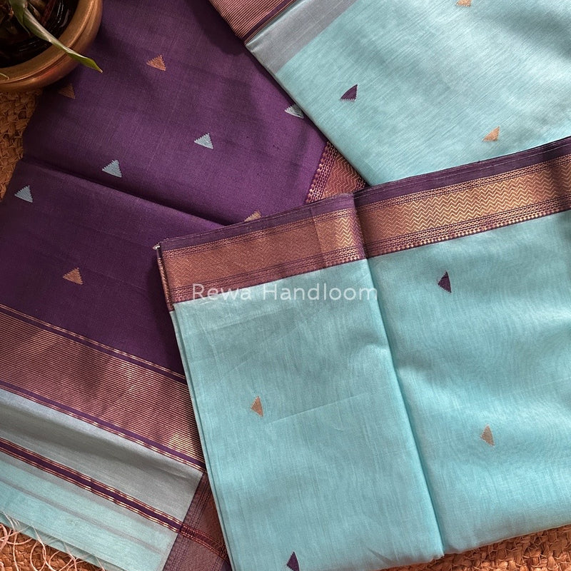 Maheshwari Blue Zari Butti Saree SBT043