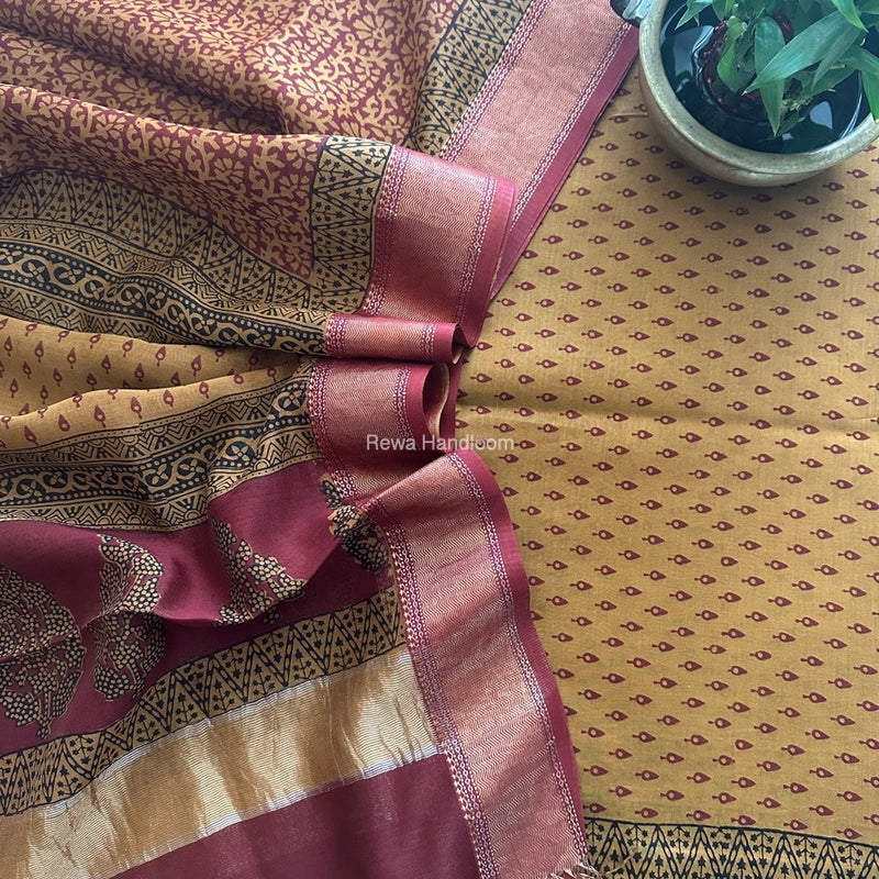 Maheshwari Bagh Print Top-Dupatta Set