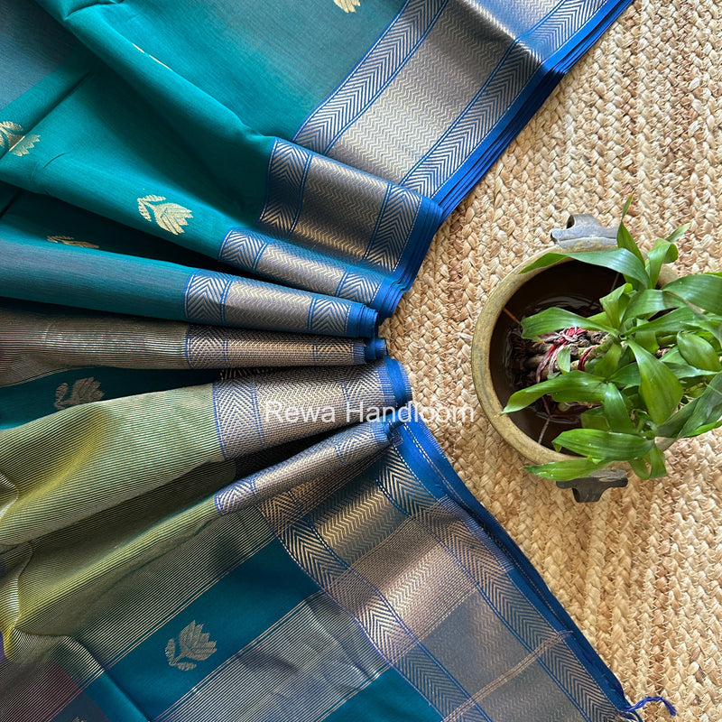 Maheshwari Morpankhi Lotus Shaded Butta Saree SLB045 Rewa Handloom