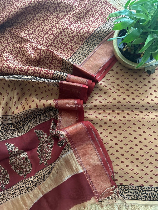 Maheshwari Bagh Print Top-Dupatta Set