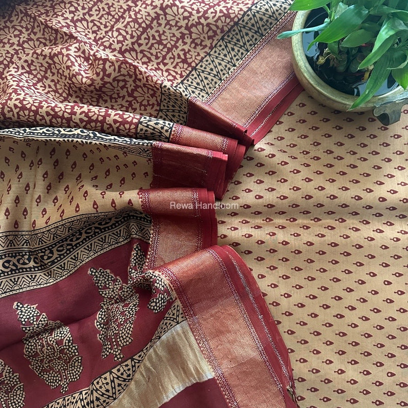 Maheshwari Bagh Print Top-Dupatta Set