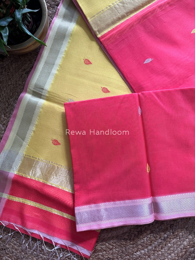 Maheshwari Fuchsia Pink Zari Butti Saree SBT042