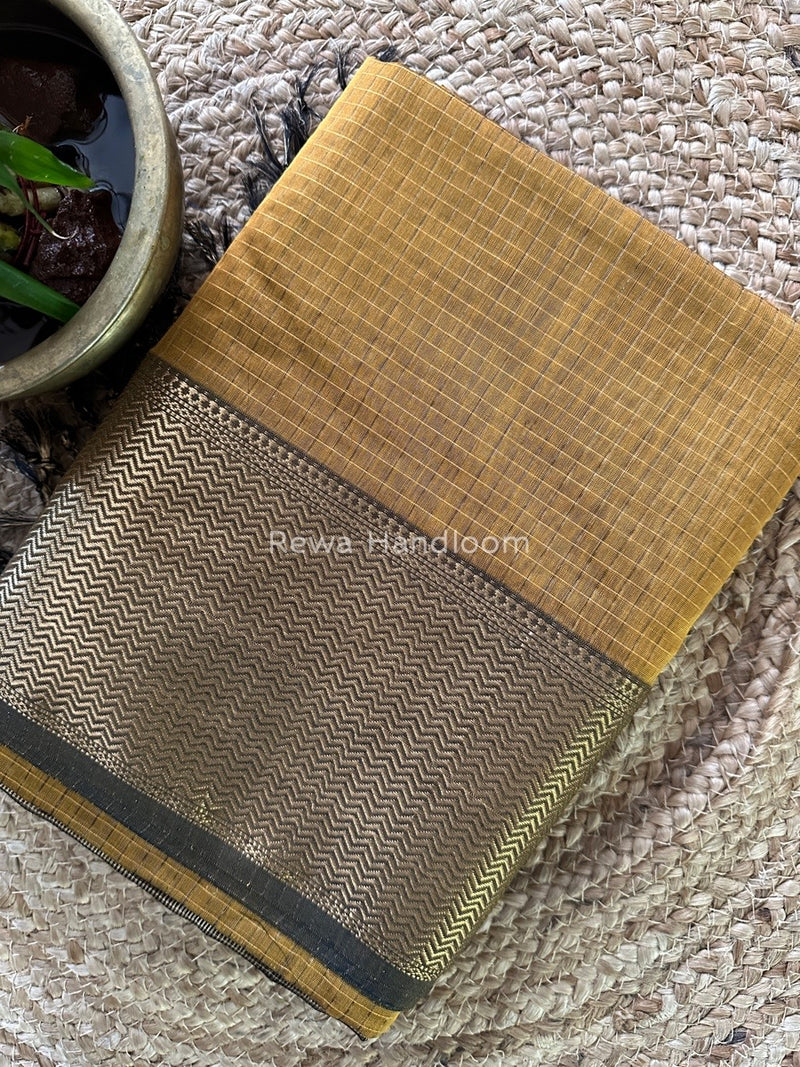 Maheshwari Yellow Skirt Checks Saree SCS023