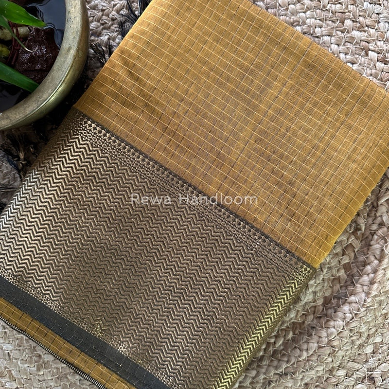 Maheshwari Yellow Skirt Checks Saree SCS023