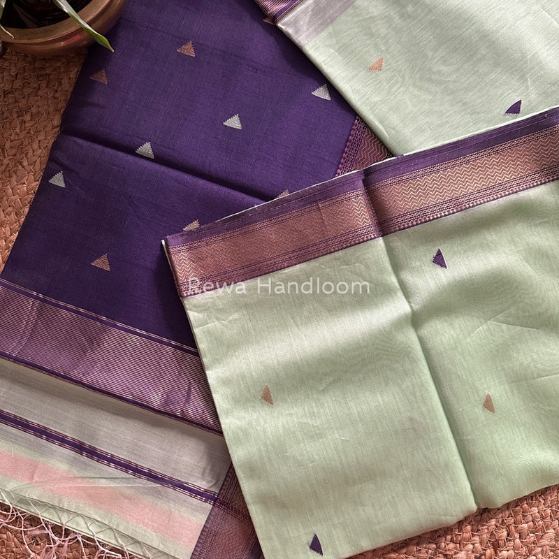 Maheshwari Pista Green Zari Butti Saree SBT040