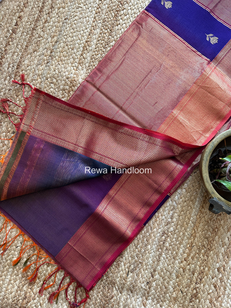 Maheshwari Purple Lotus Shaded Butta Saree SLB047