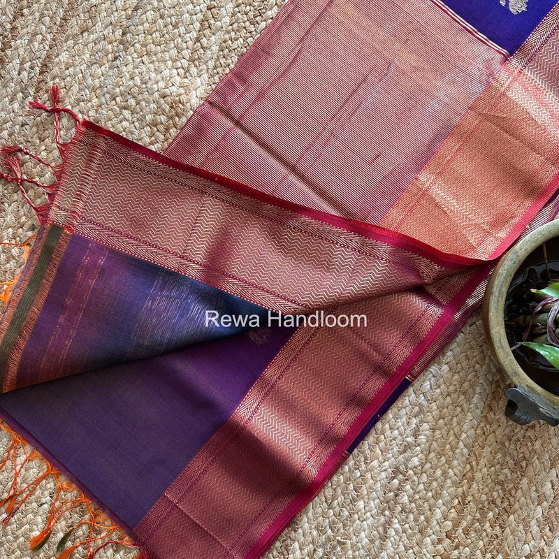 Maheshwari Purple Lotus Shaded Butta Saree SLB047