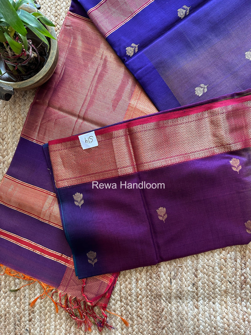 Maheshwari Purple Lotus Shaded Butta Saree SLB047