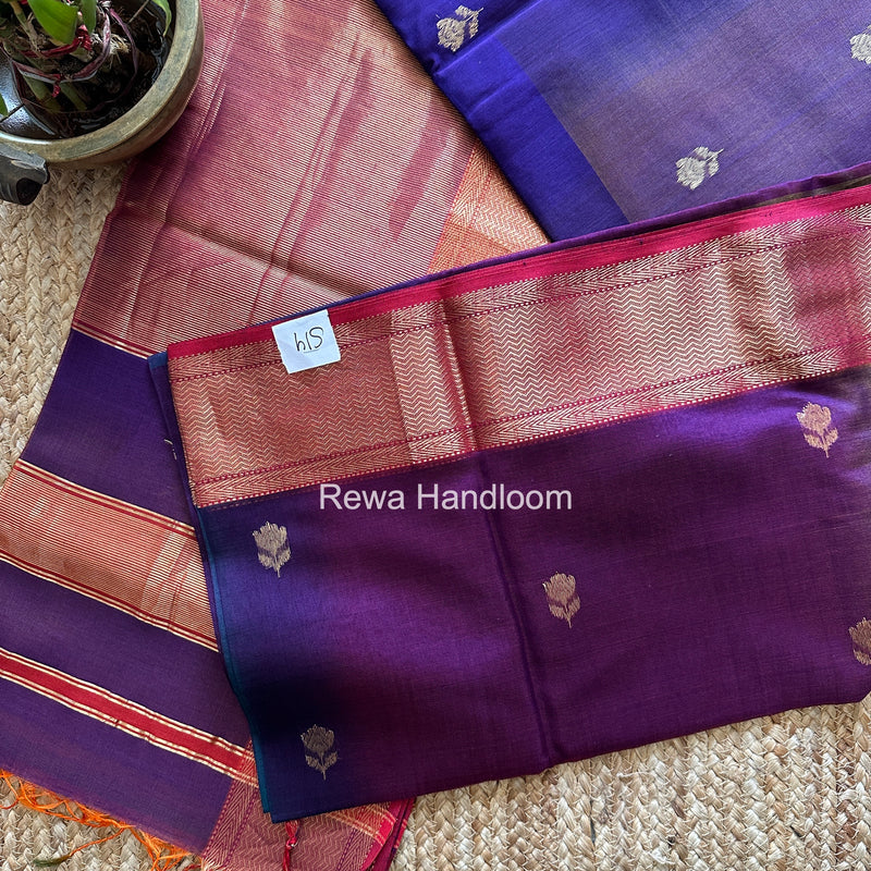 Maheshwari Purple Lotus Shaded Butta Saree SLB047