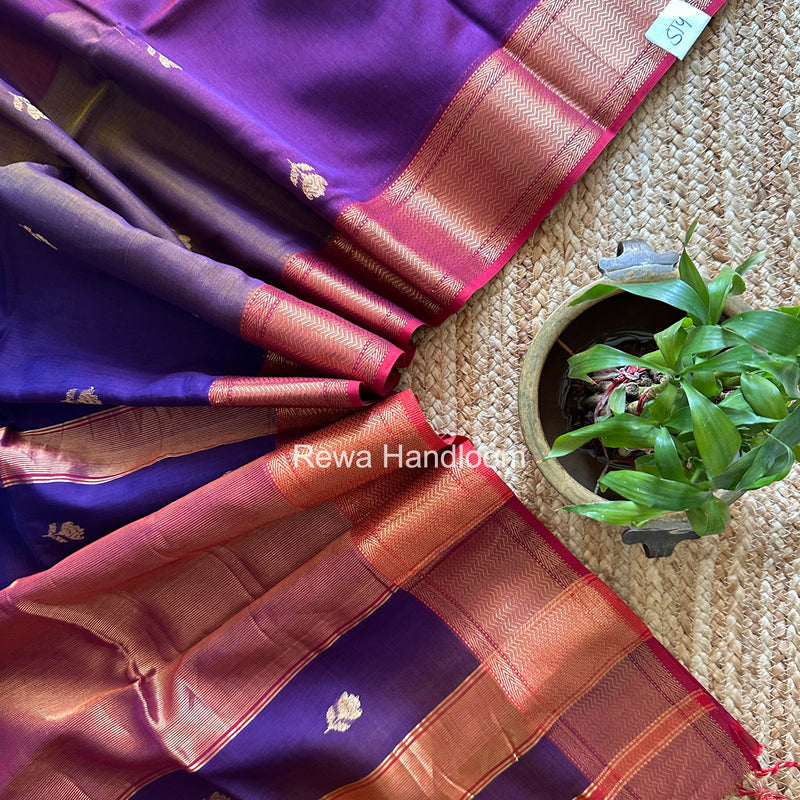 Maheshwari Purple Lotus Shaded Butta Saree SLB047