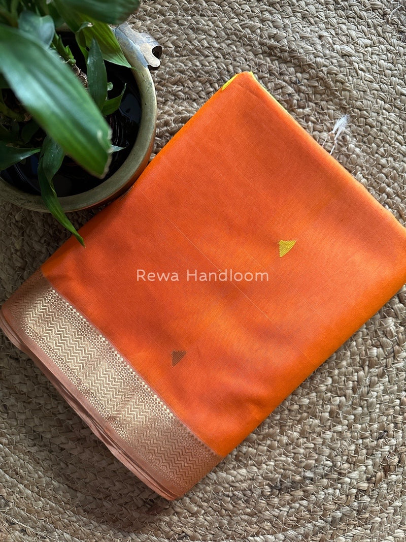 Maheshwari Orange Zari Butti Saree SBT041