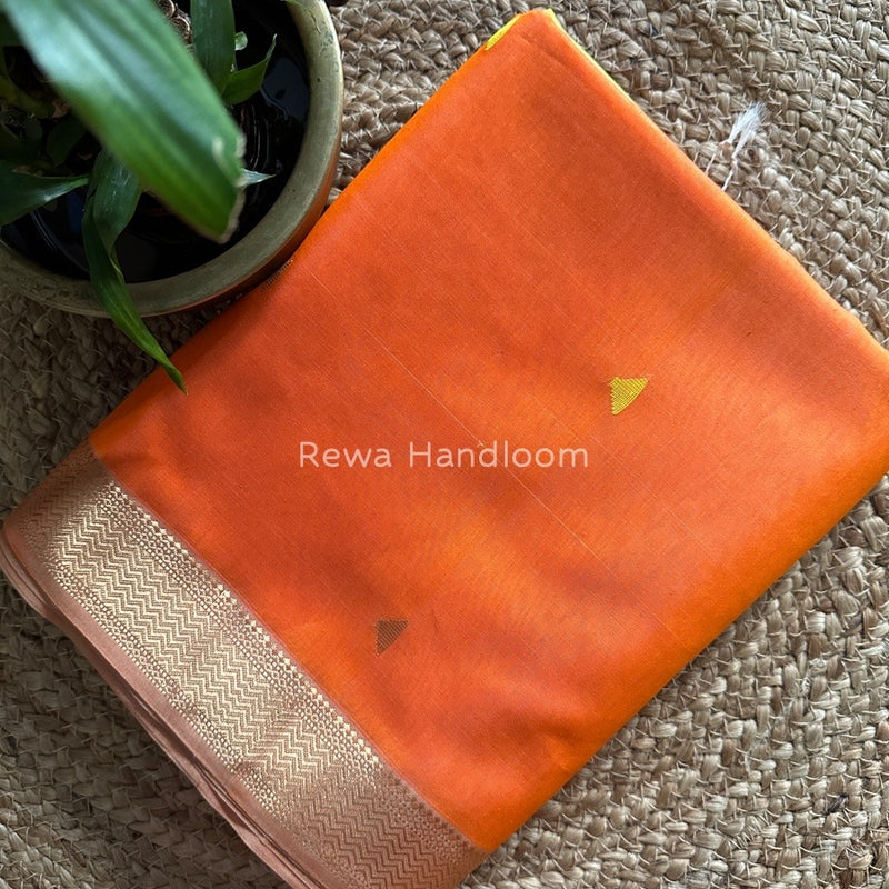 Maheshwari Orange Zari Butti Saree SBT041