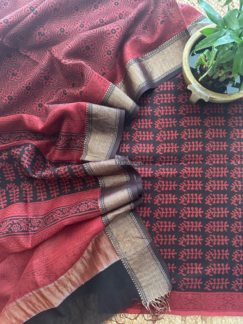 Maheshwari Bagh Print Top-Dupatta Set