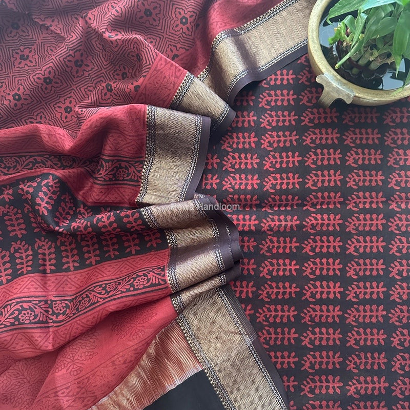 Maheshwari Bagh Print Top-Dupatta Set