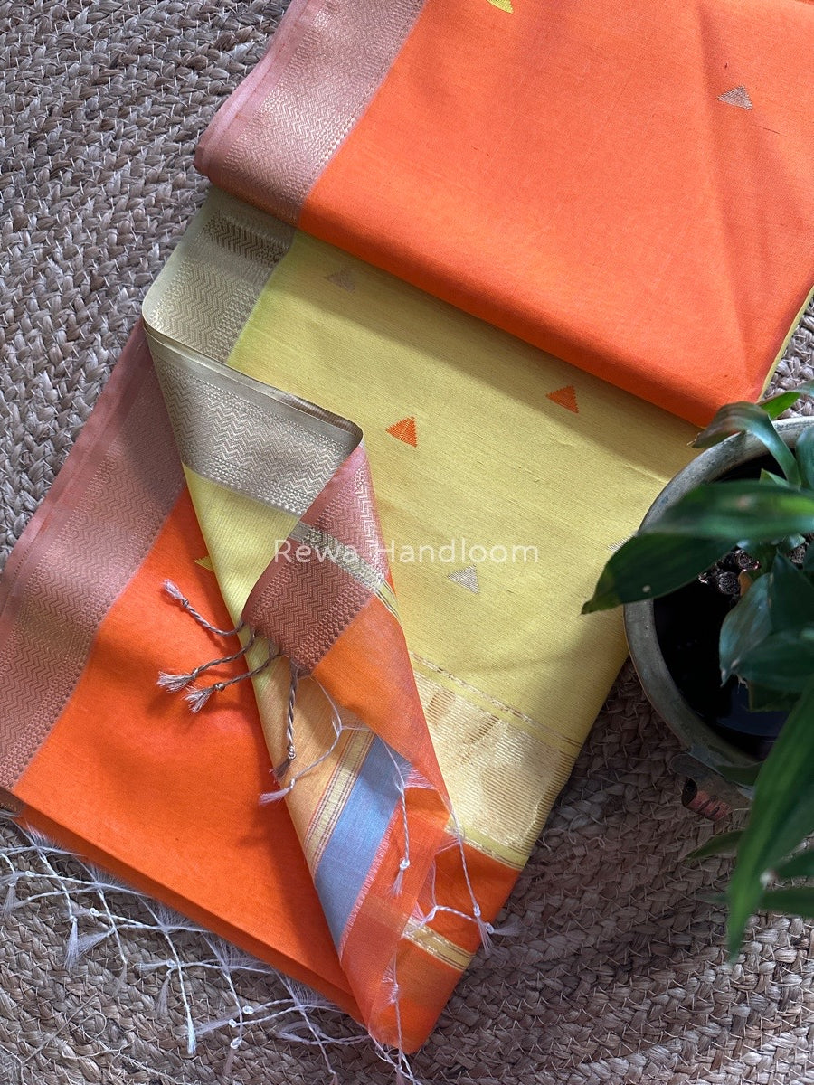 Orange Motifs ~ Maheshwari Saree-SBT041