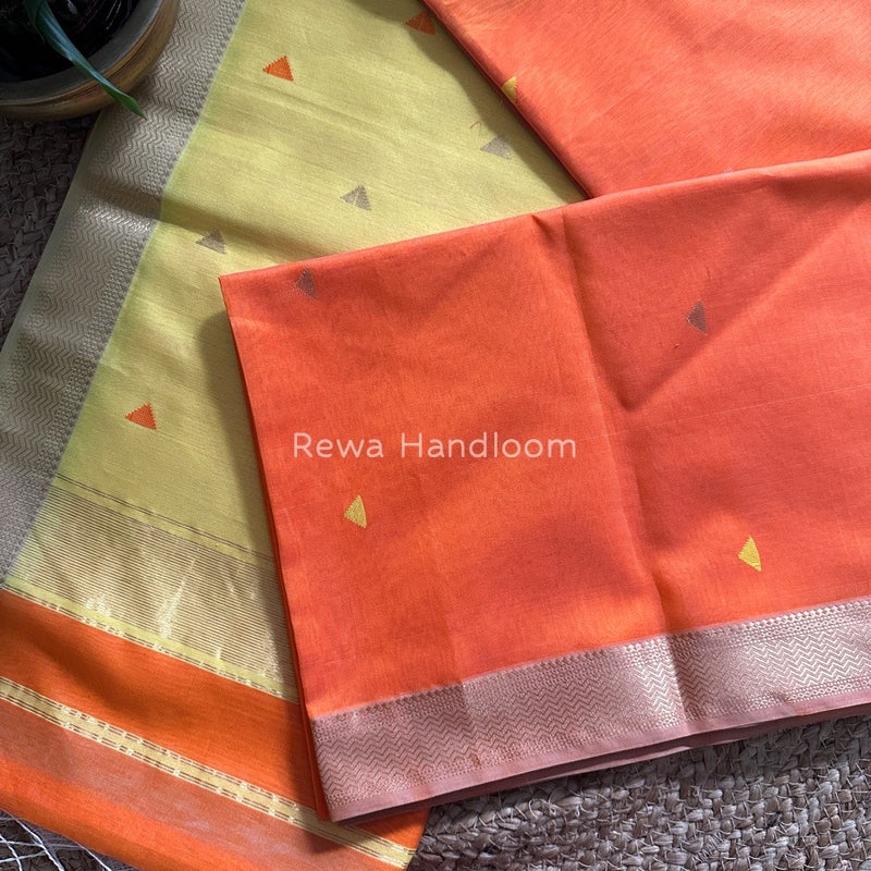 Maheshwari Orange Zari Butti Saree SBT041