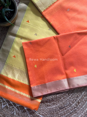 Orange Motifs ~ Maheshwari Saree-SBT041