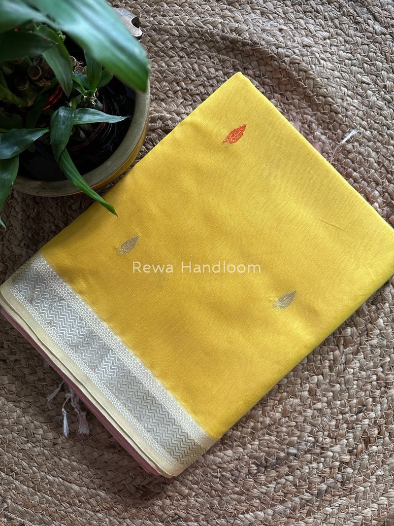 Maheshwari Yellow Zari Butti Saree SBT045