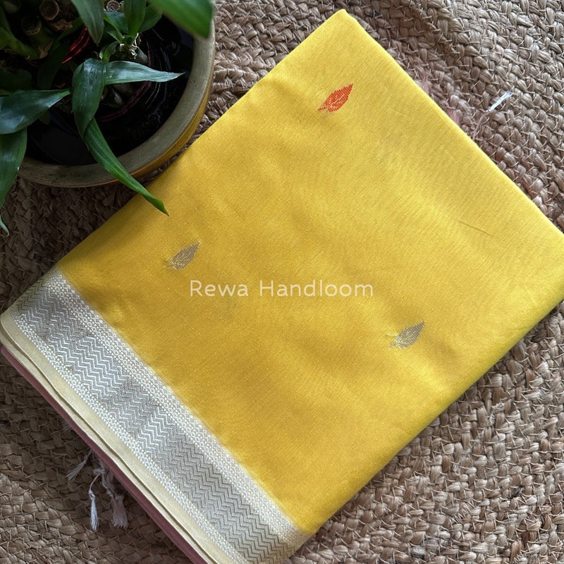 Maheshwari Yellow Zari Butti Saree SBT045
