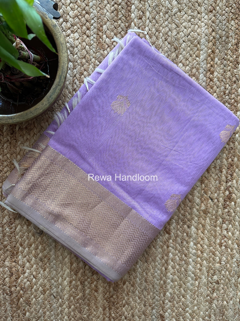 Maheshwari Lavender Lotus Butta Saree LLBS086