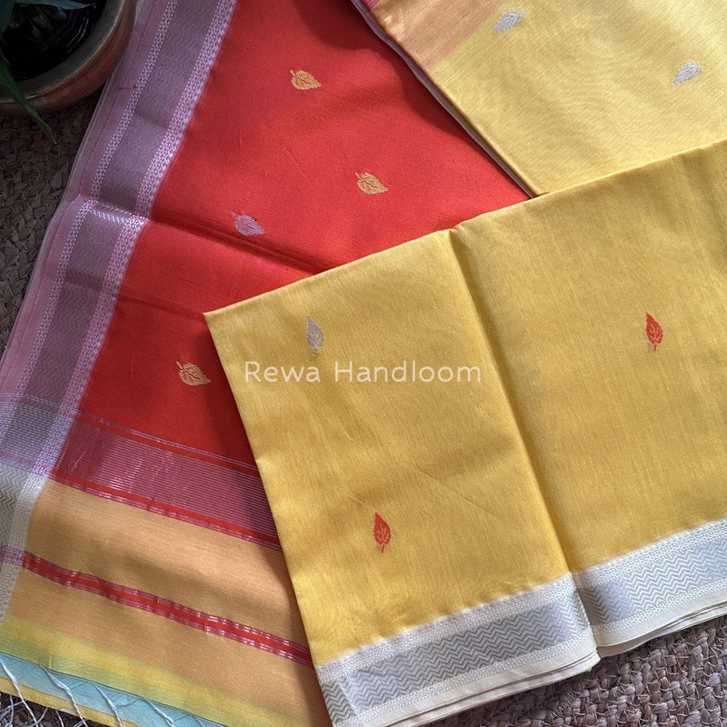 Maheshwari Yellow Zari Butti Saree SBT045