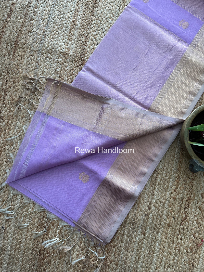 Maheshwari Lavender Lotus Butta Saree LLBS086