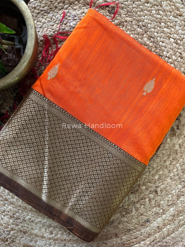 Maheshwari Orange Resham Thread Butti Saree RBS60